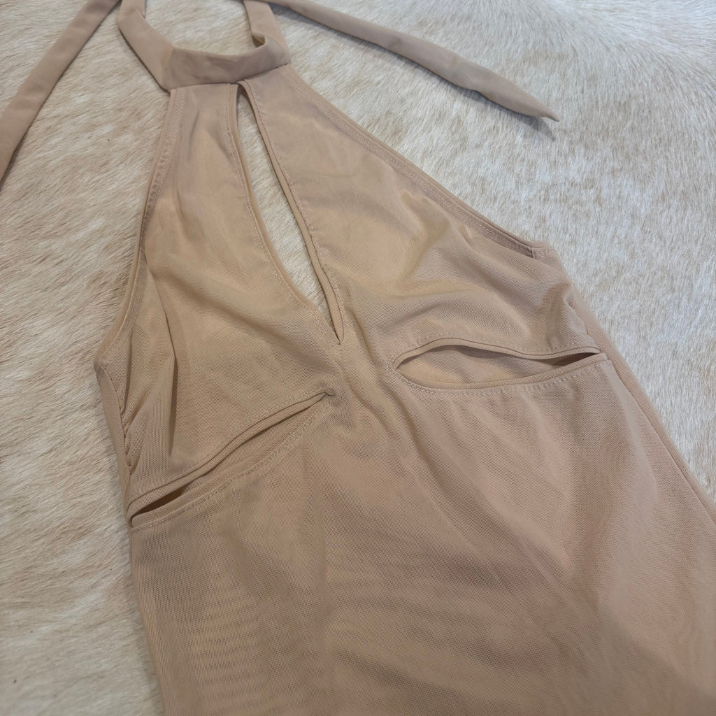 MESH CUT OUT HALTER NUDE