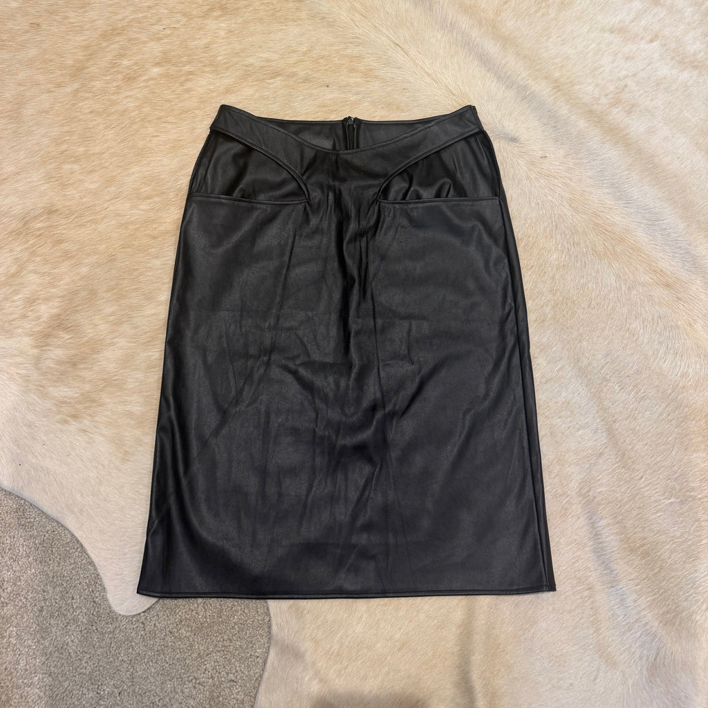 CUT OUT MIDI SKIRT BLACK