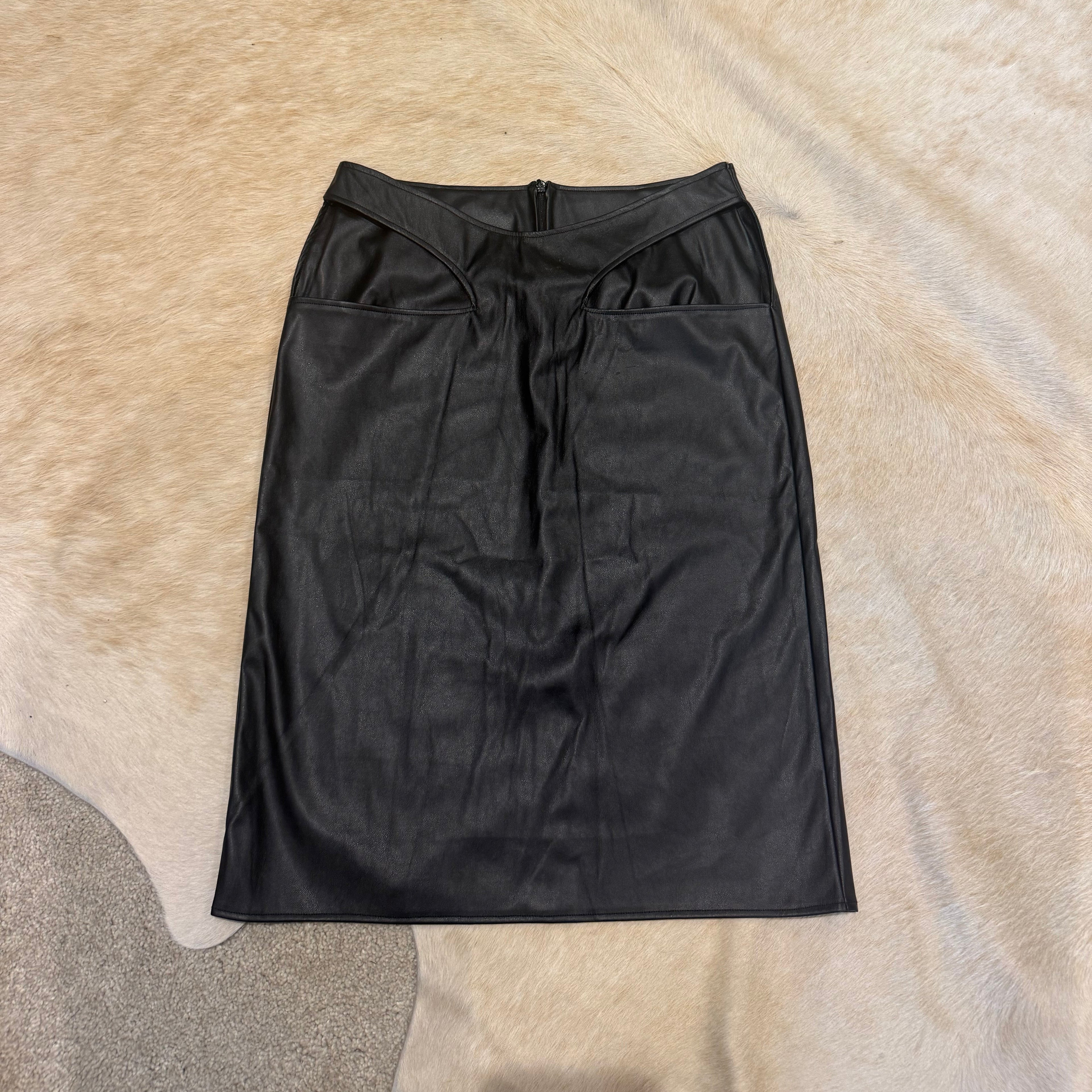 CUT OUT MIDI SKIRT BLACK