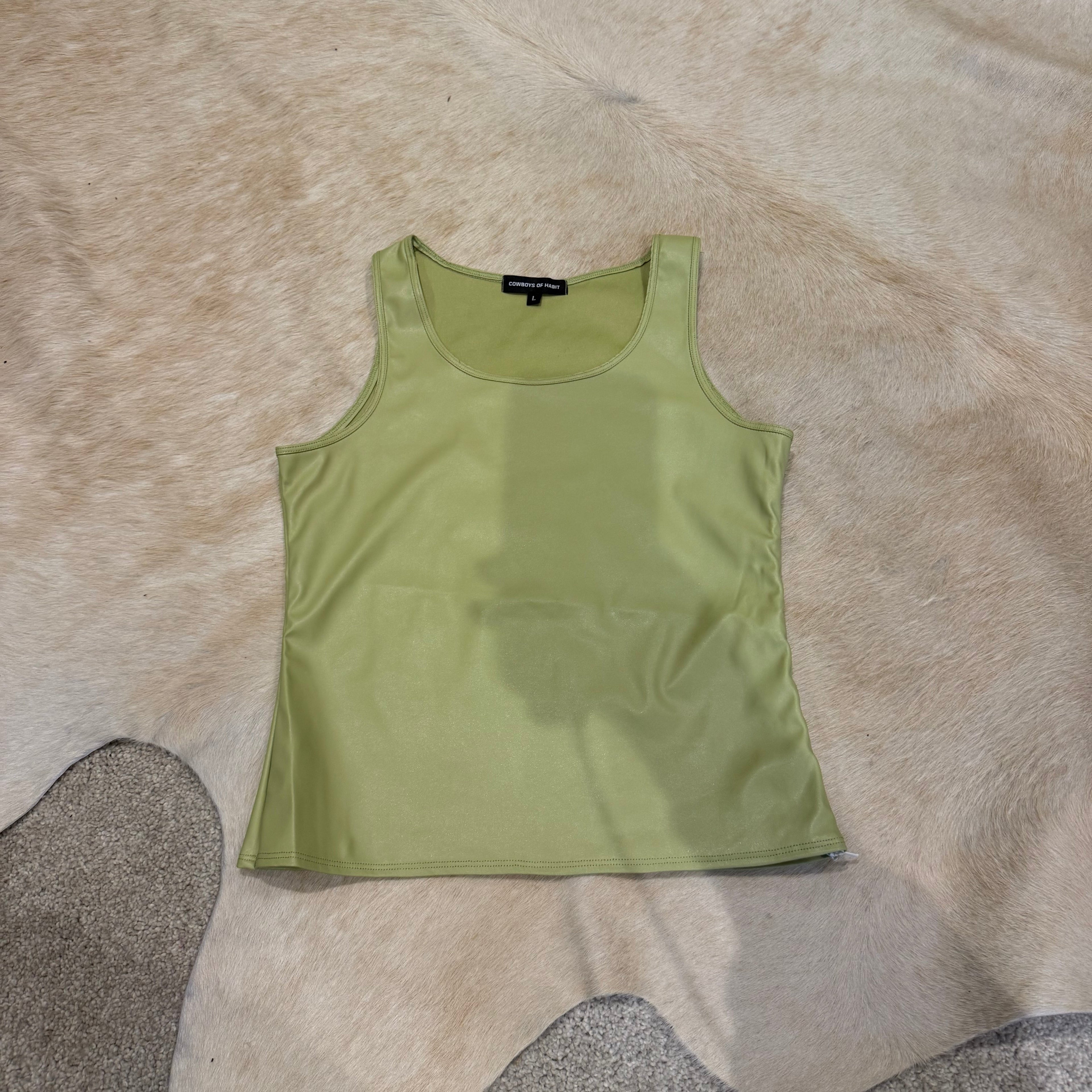 PISTACHIO FAUX LEATHER TANK