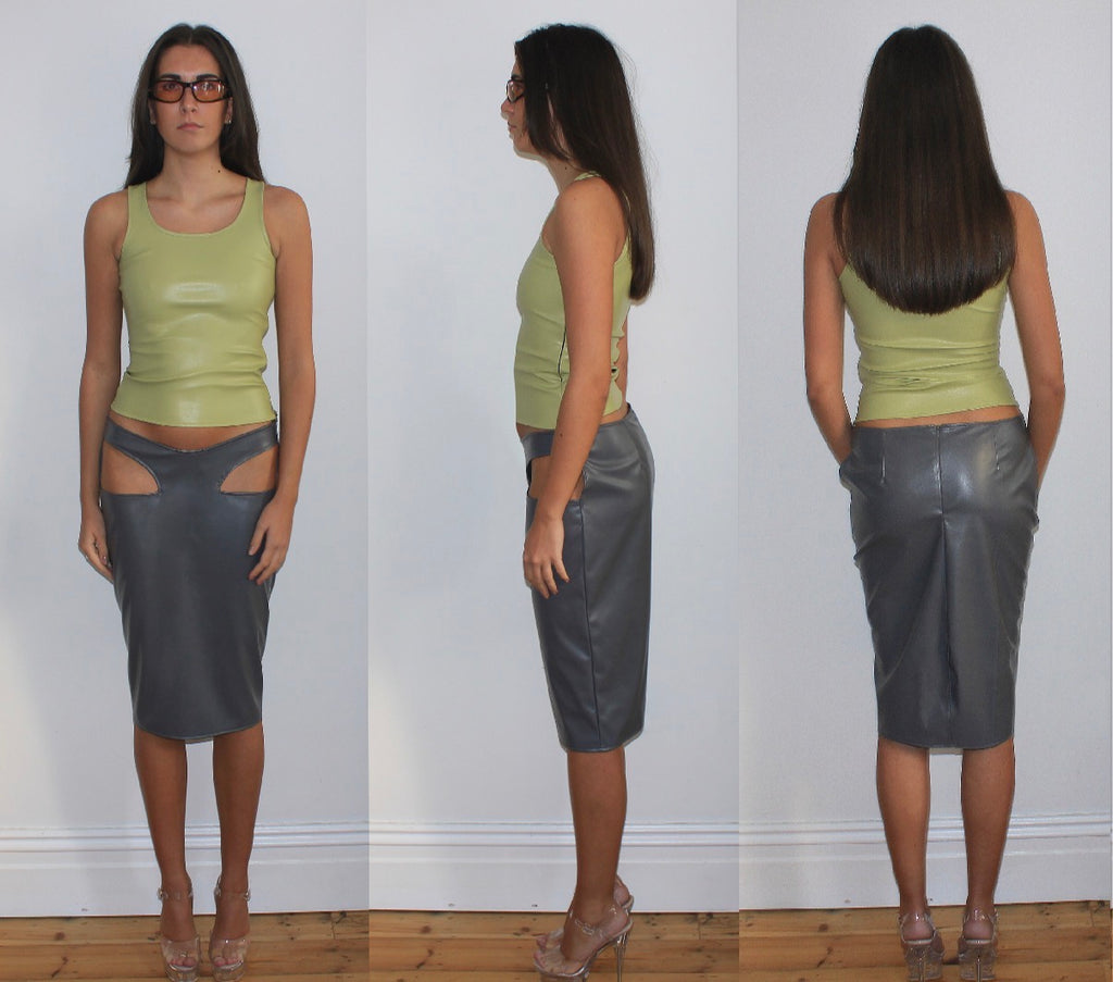 PISTACHIO FAUX LEATHER TANK