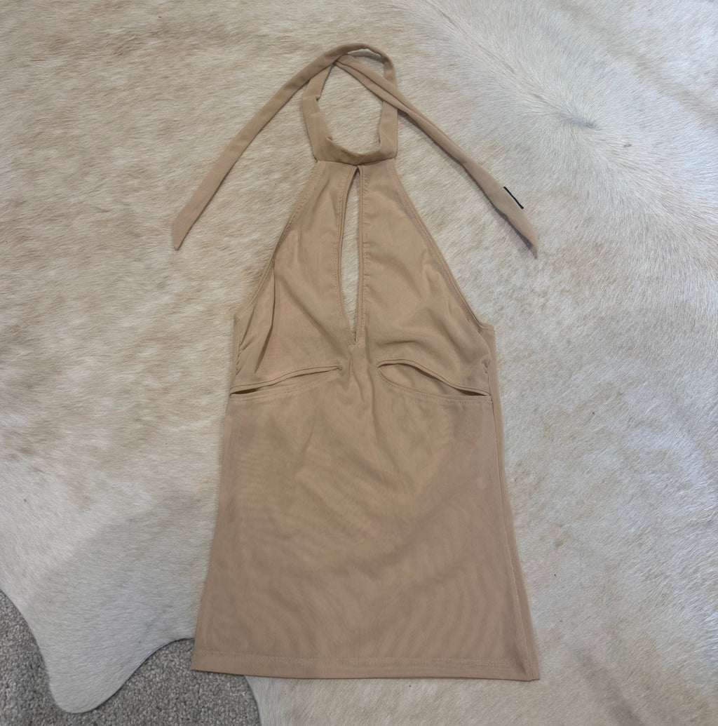 MESH CUT OUT HALTER NUDE