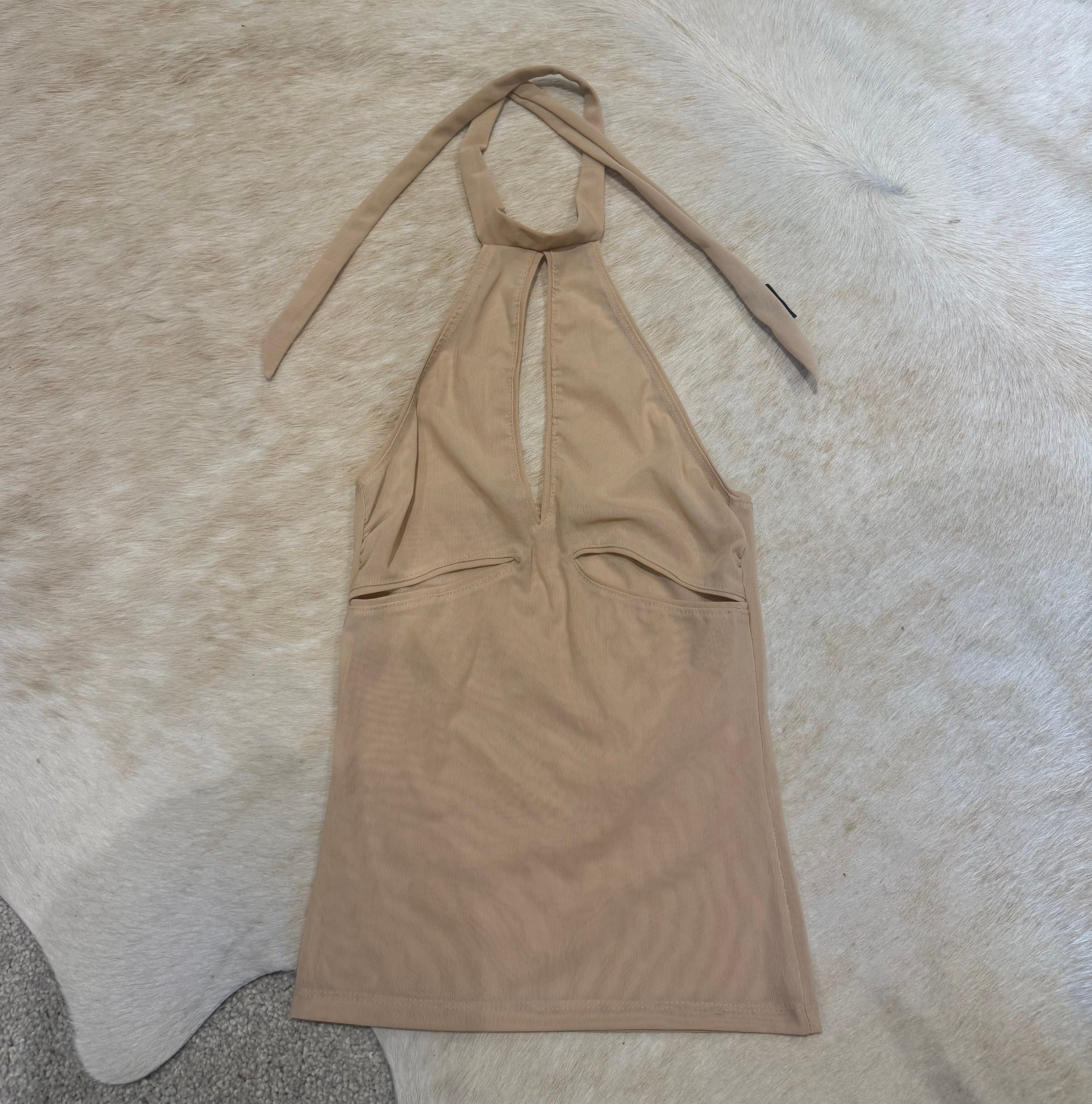 MESH CUT OUT HALTER NUDE