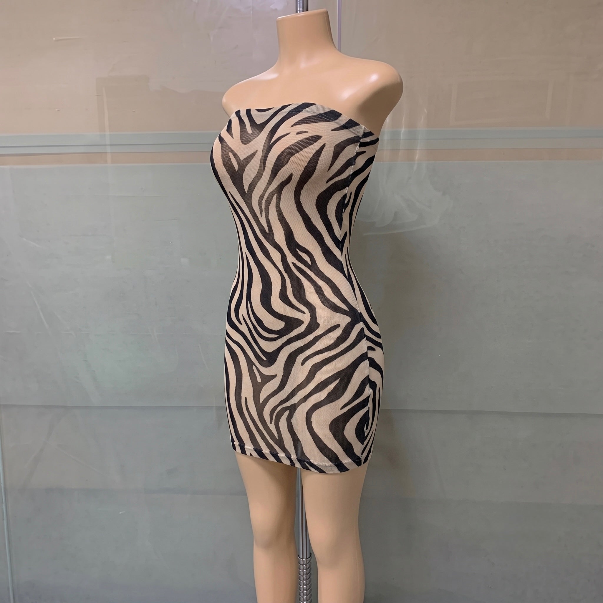 ZEBRA TUBE MINI DRESS