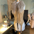 BEIGE LEATHER/ KNIT VEST