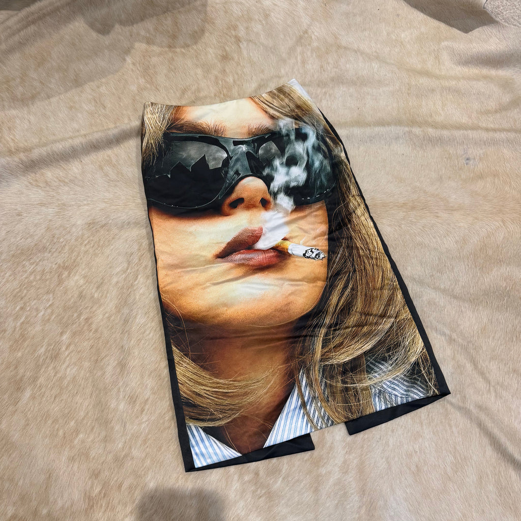 CIG BREAK SATIN MIDI