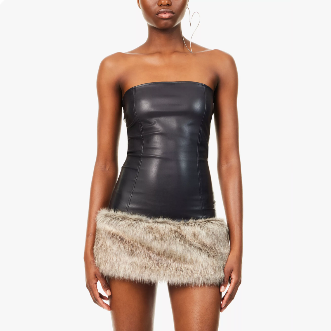 FUR HEM DRESS